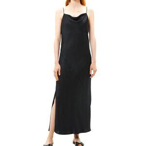 Theory Draped Slip Dress in Satin Sheen